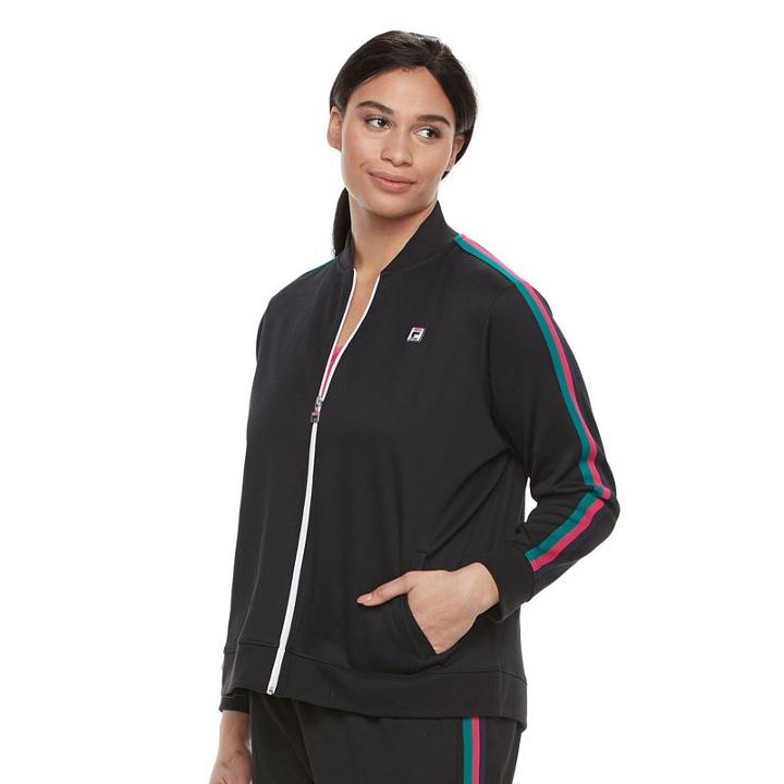 Plus Size Fila Sport&reg; Stripe Zip Front Jacket, Women's, Size: 1xl, Black