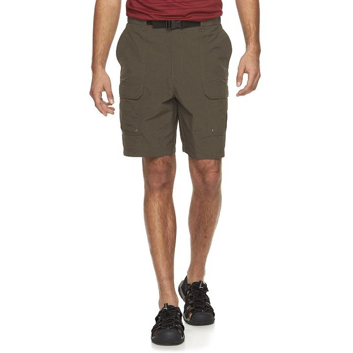 Men's Croft & Barrow&reg; Synthetic Side Elastic Belted Cargo Shorts, Size: 33, Brown