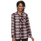 Women's Sonoma Goods For Life&trade; Essential Plaid Flannel Shirt, Size: Large, Dark Red