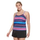 Plus Size Trimshaper Farrah Tummy Slimming Swim Romper, Women's, Size: 16 W, Multi Pink