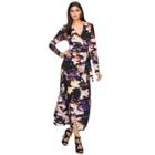 Women's Jennifer Lopez Print Faux-wrap Dress, Size: Xxl, Black