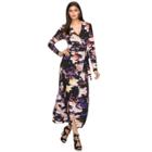 Women's Jennifer Lopez Print Faux-wrap Dress, Size: Xxl, Black