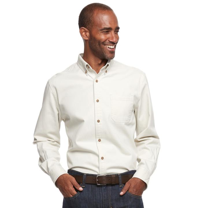 Men's Croft & Barrow&reg; Classic-fit Solid Button-down Shirt, Size: Small, Lt Beige
