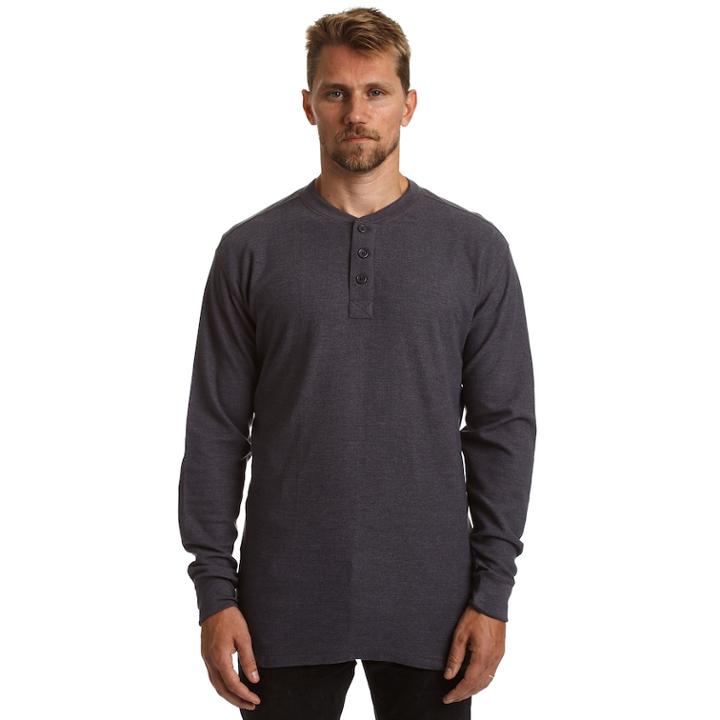 Men's Stanley Classic-fit Waffle-weave Thermal Henley, Size: Large, Grey (charcoal)