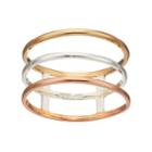 Primrose Tri-tone Sterling Silver Triple Row Ring, Women's, Size: 8, Multicolor
