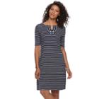 Women's Croft & Barrow&reg; Embroidered Dress, Size: Large, Blue