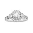 Diamonore Simulated Diamond Halo Engagement Ring In Sterling Silver (1 Carat T.w.), Women's, Size: 8, White