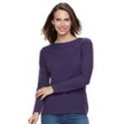 Women's Croft & Barrow&reg; Cable-knit Boatneck Sweater, Size: Xs, Purple