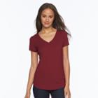 Juniors' So&reg; Short Sleeve V-neck Tee, Girl's, Size: Xs, Dark Pink
