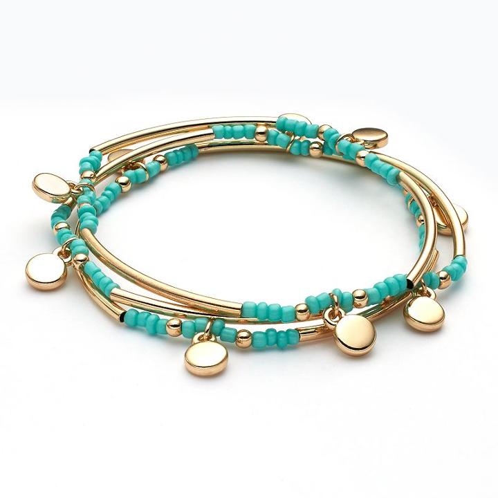 Lc Lauren Conrad Gold Tone Bead And Charm Stretch Bracelet Set, Women's, Multicolor