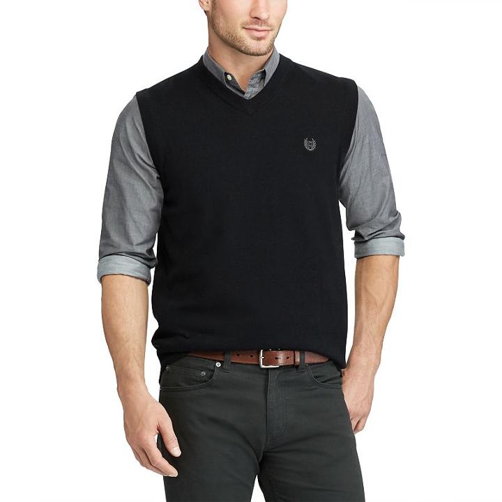 Men's Chaps Classic-fit Fine-gauge Sweater Vest, Size: Xxl, Black