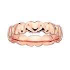 Stacks And Stones 18k Rose Gold Over Silver Heart Stack Ring, Women's, Size: 9, Pink