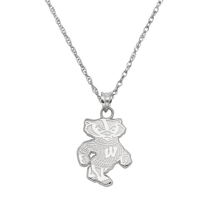Wisconsin Badgers Sterling Silver Logo Pendant, Women's, Size: 18, Grey