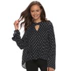 Juniors' Grayson Threads Keyhole Bell Sleeve Top, Teens, Size: Large, Black