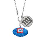 New York Giants Crystal Sterling Silver Team Logo & Football Charm Necklace, Women's, Size: 18, Multicolor