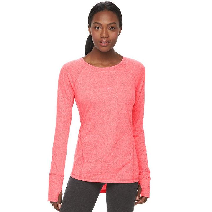 Women's Tek Gear&reg; Raglan Layering Tee, Size: Large, Brt Pink