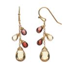 18k Gold Over Silver Garnet, Citrine And Beer Quartz Briolette Drop Earrings, Women's, Charcoal