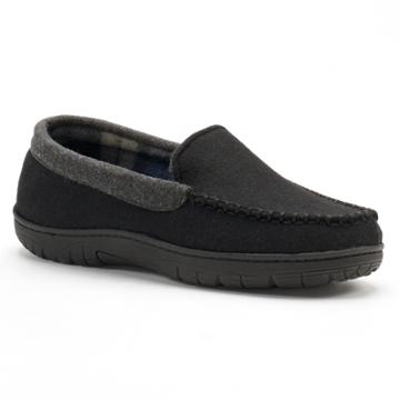 Men's Heat Keep Flannel Venetian Moccasin Slippers, Size: Xxl, Black