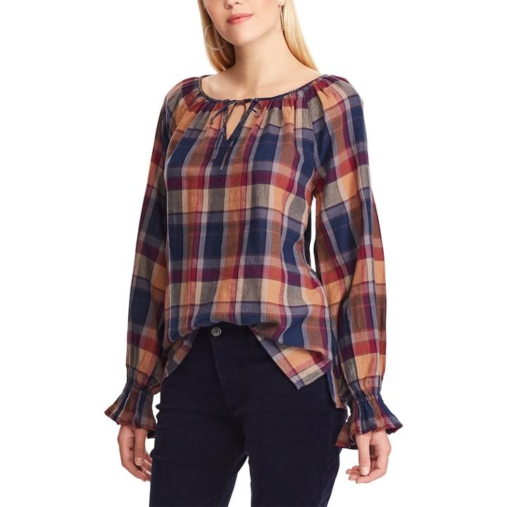 Women's Chaps Print Peasant Top, Size: Xl, Blue