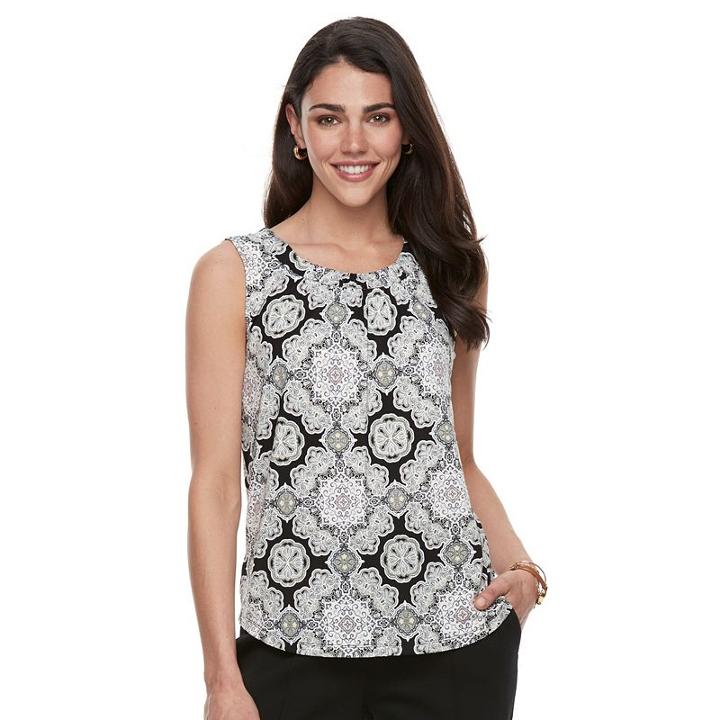 Petite Croft & Barrow&reg; Printed Shirred Tank, Women's, Size: S Petite, Oxford