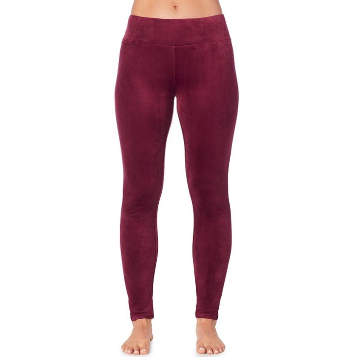 Women's Cuddl Duds Plush Velour Leggings, Size: Small, Dark Red