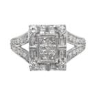 Diamond Frame Engagement Ring In 10k White Gold (1 Ct. T.w.), Women's, Size: 8