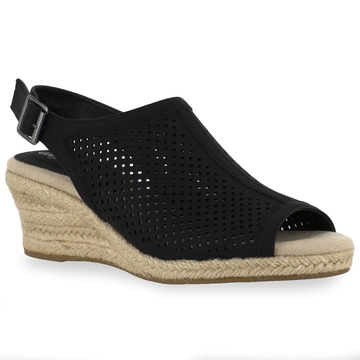 Easy Street Stacy Women's Espadrille Wedges, Size: 12 Wide, Grey (charcoal)
