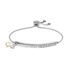Brilliance Two Tone Love You More Heart Lariat Bracelet With Swarovski Crystals, Women's, Size: 7, White