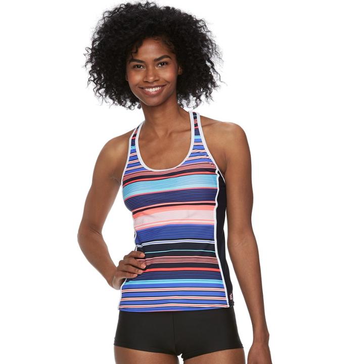 Women's Zeroxposur Striped Racerback Tankini Top, Size: 6, Pink