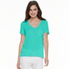 Juniors' So&reg; Voop Neck Tee, Teens, Size: Medium, Turquoise/blue (turq/aqua)