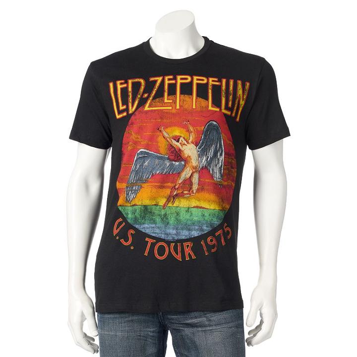 Men's Led Zeppelin U.s. Tour 1975 Tee, Size: Xxl, Black