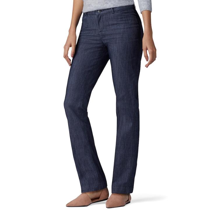 Women's Lee Secretly Shapes Twill Straight-leg Pants, Size: 6 Avg/reg, Blue