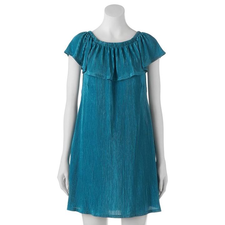 Juniors' Trixxi Off The Shoulder Shift Dress, Girl's, Size: Medium, Turquoise/blue (turq/aqua)