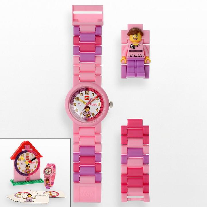Lego Kids' Time Teacher Watch & Construction Clock Set - 9005039, Girl's, Pink