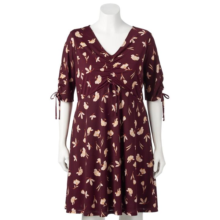 Plus Size Lc Lauren Conrad Print Fit & Flare Dress, Women's, Size: 3xl, Drk Purple