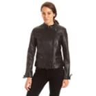 Women's Excelled Lambskin Moto Jacket, Size: Large, Black