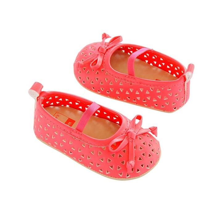 Baby Girl Carter's Perforated Mary Jane Crib Shoes, Size: 9-12months, Pink