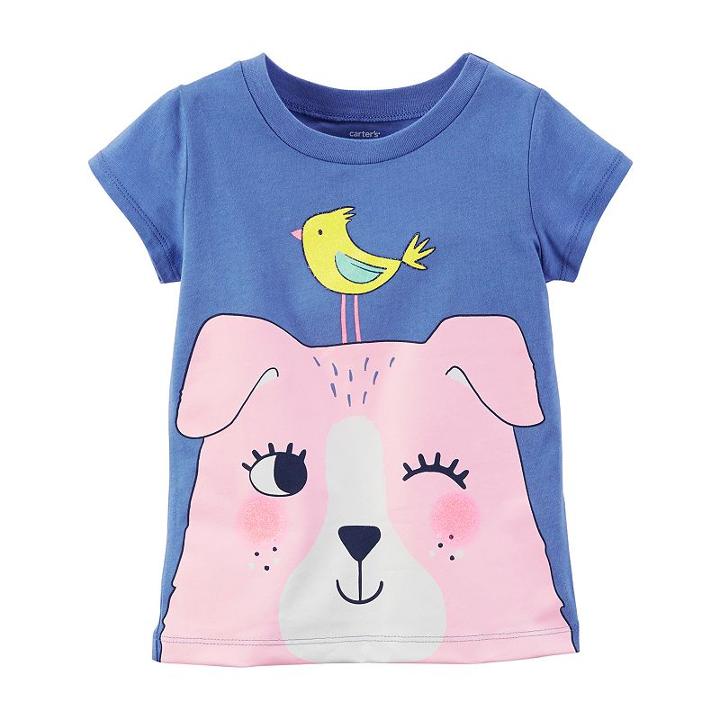 Girls 4-6x Carter's Short Sleeve Sugar Glitter Graphic Tee, Girl's, Size: 6x, Med Blue