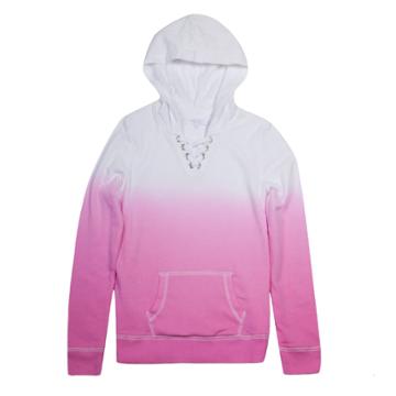 Girls 7-16 Harper & Elliot Lace-up Neck Hoodie, Size: Large, Pink