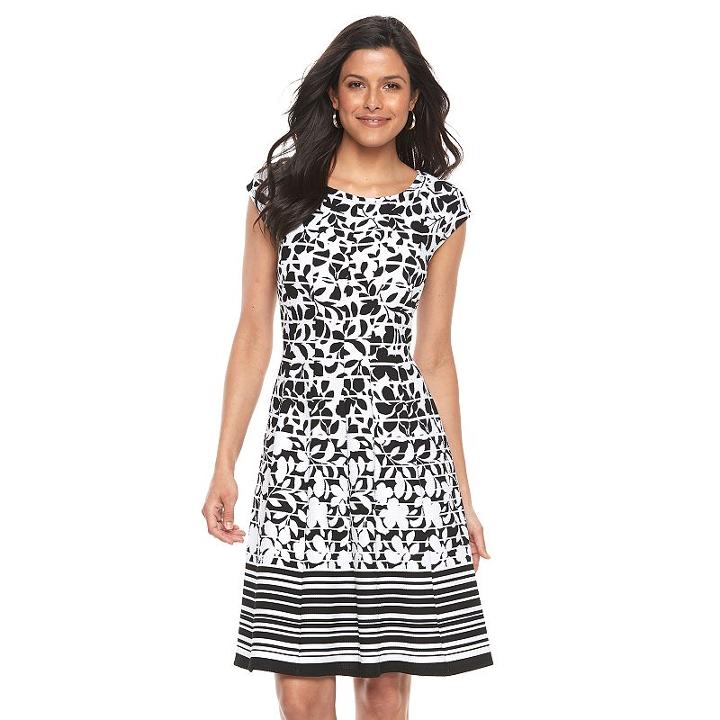 Women's Bethany Print A-line Dress, Size: Large, White Oth