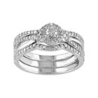 Sterling Silver 1/3 Carat T.w. Diamond Halo Engagement Ring Set, Women's, Size: 5, White