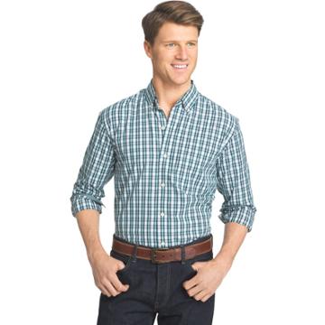 Big & Tall Men's Izod Advantage Slim-fit Checked Stretch Button-down Shirt, Size: Xl Tall, Dark Blue