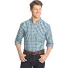 Big & Tall Men's Izod Advantage Slim-fit Checked Stretch Button-down Shirt, Size: Xl Tall, Dark Blue