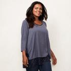 Plus Size Lc Lauren Conrad Mock-layer Tunic, Women's, Size: 2xl, Dark Blue