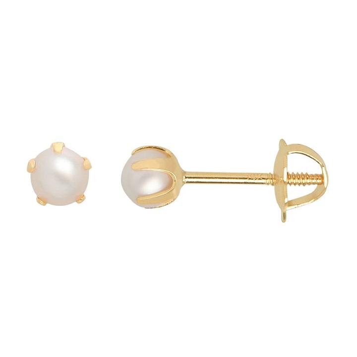 14k Gold Freshwater Cultured Pearl Stud Earrings - Kids, Girl's, White