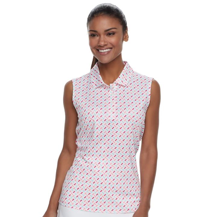 Women's Fila Sport&reg; Printed Sleeveless Polo, Size: Large, White