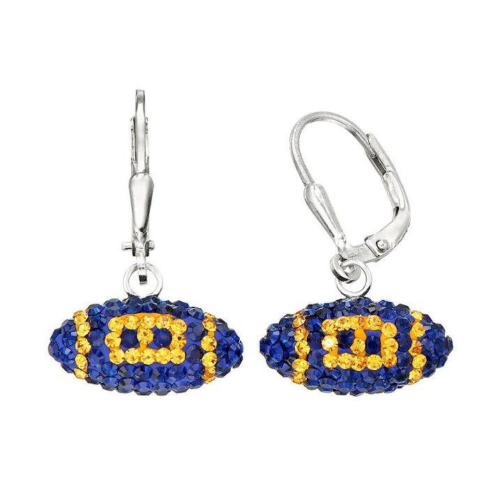 West Virgina Mountaineers Crystal Sterling Silver Football Drop Earrings, Women's, Multicolor