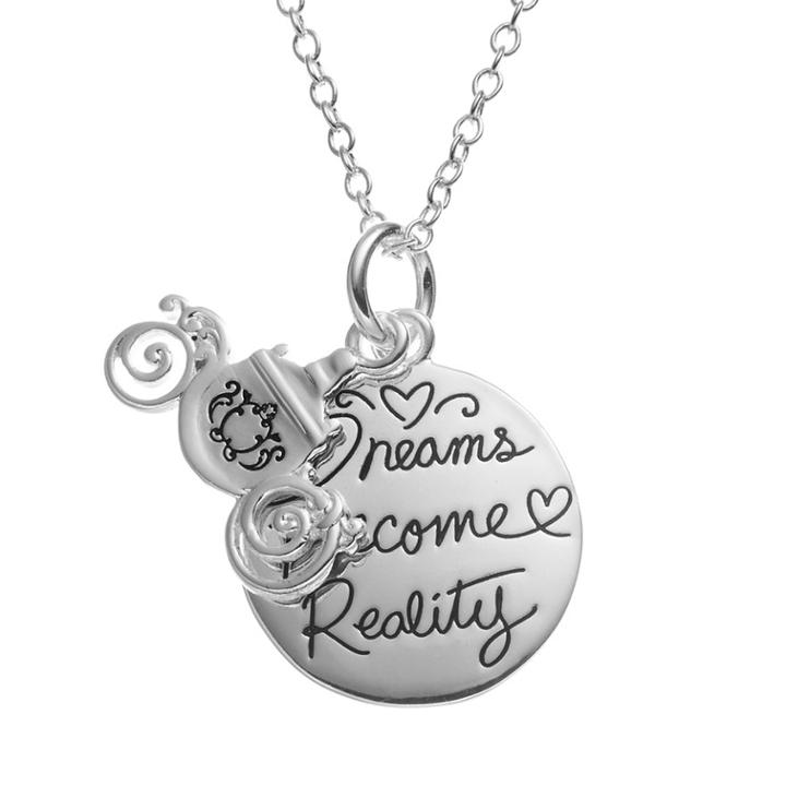 Disney's Cinderella Silver-plated Coach & Disc Pendant Necklace, Women's, Grey