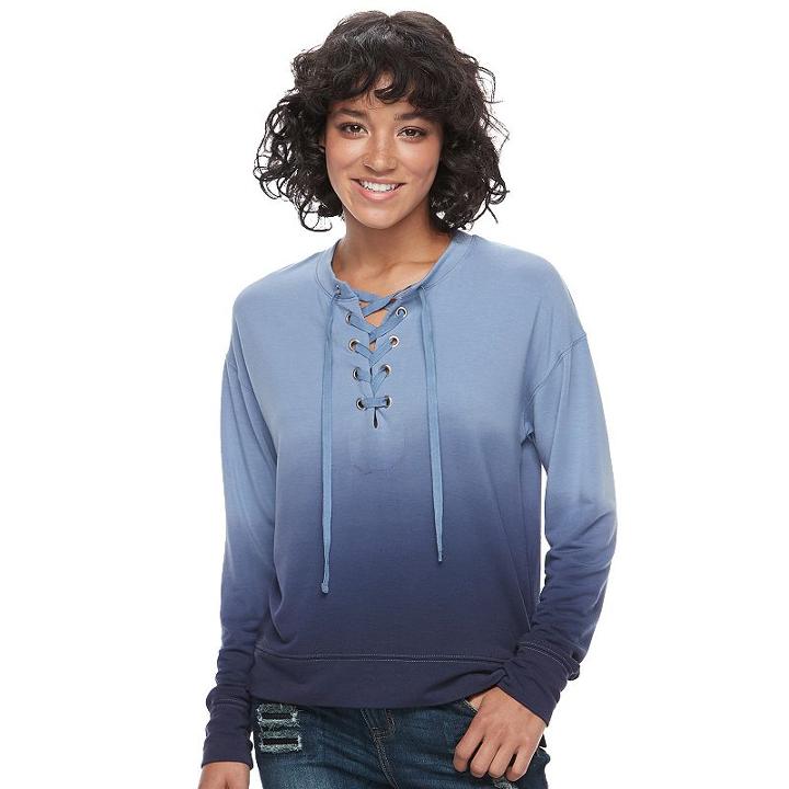 Juniors' Mudd&reg; Lace-up Sweatshirt, Teens, Size: Medium, Blue (navy)