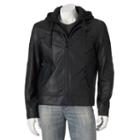 Excelled Hooded Faux-leather Moto Jacket - Men, Size: Xl, Black